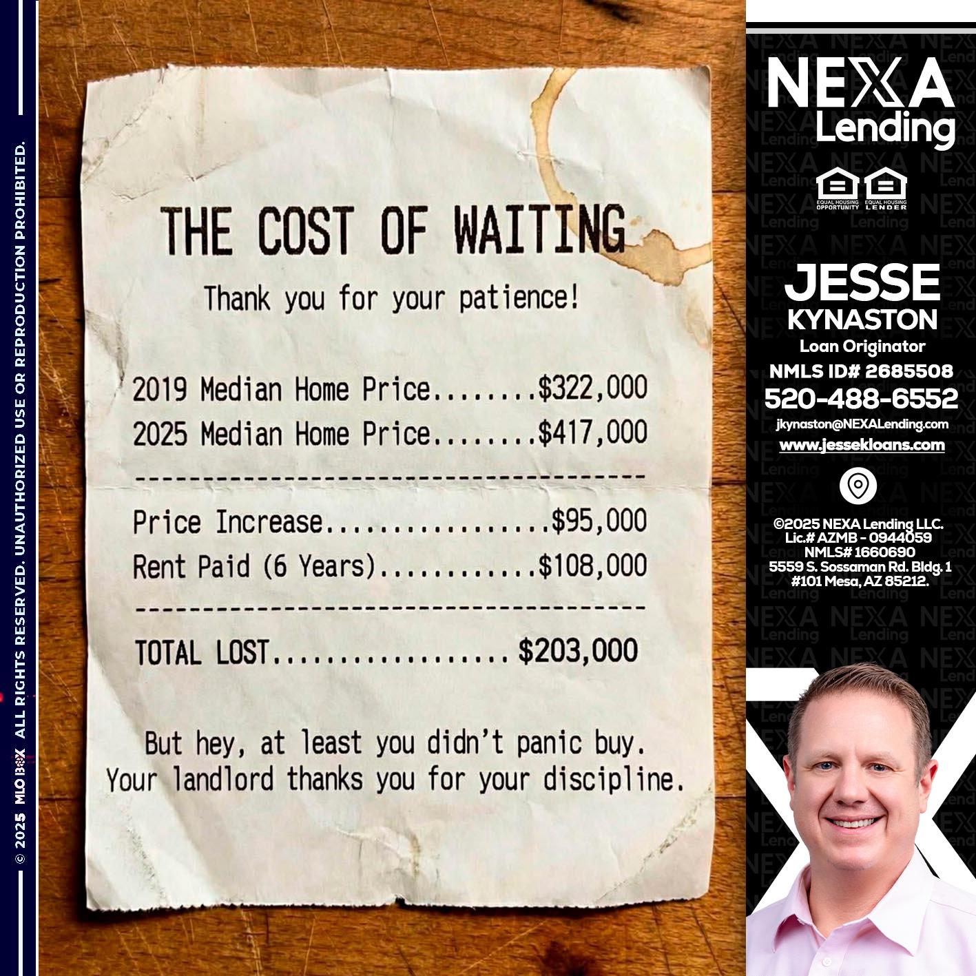 THE COST OF WAITING - Jesse Kynaston -Loan Originator