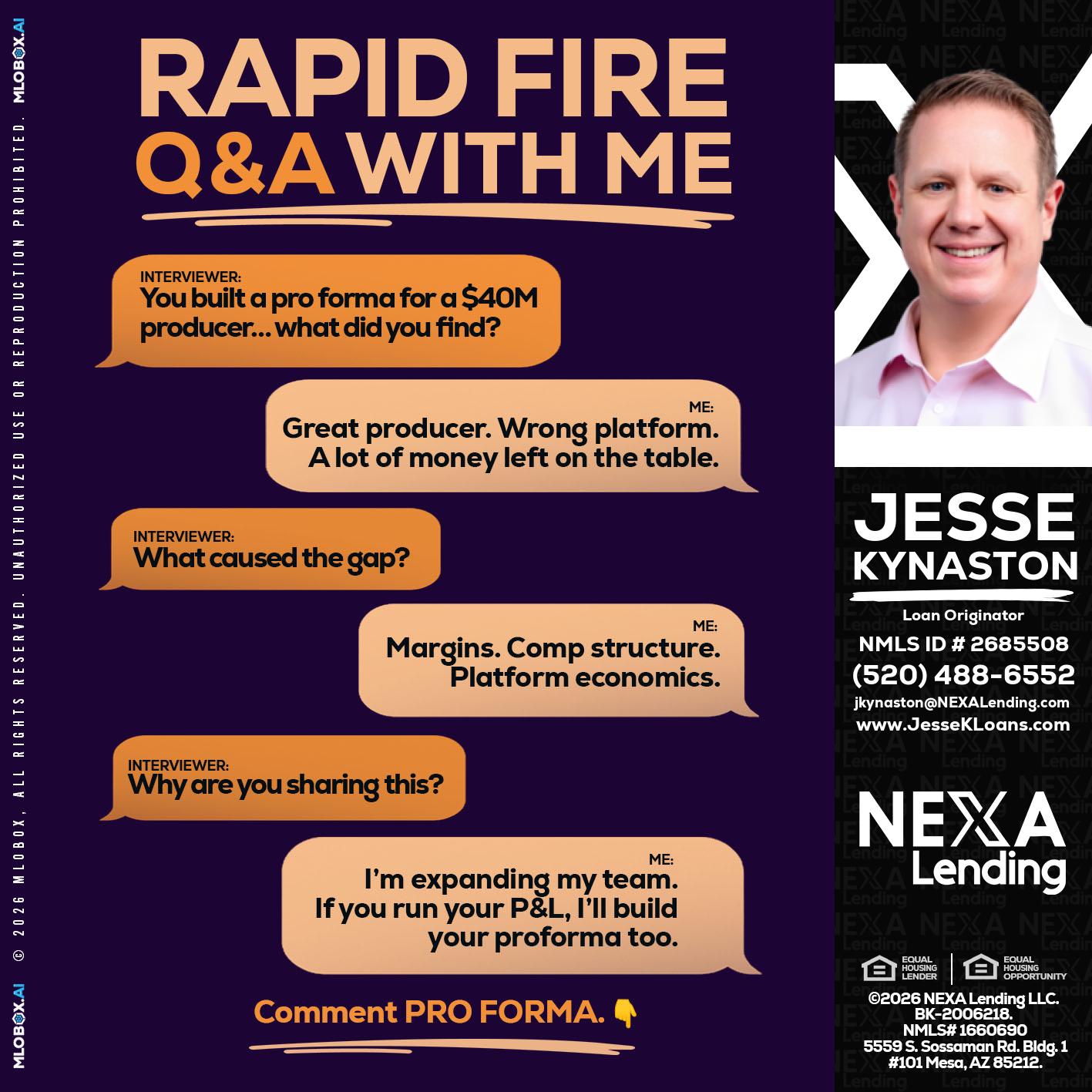 RAPID FIRE - Jesse Kynaston -Loan Originator