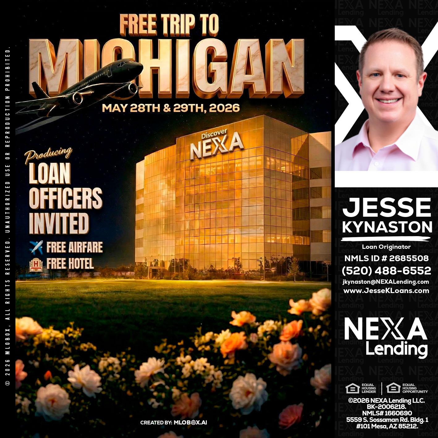 FREE TRIP TO MICHIGAN - Jesse Kynaston -Loan Originator