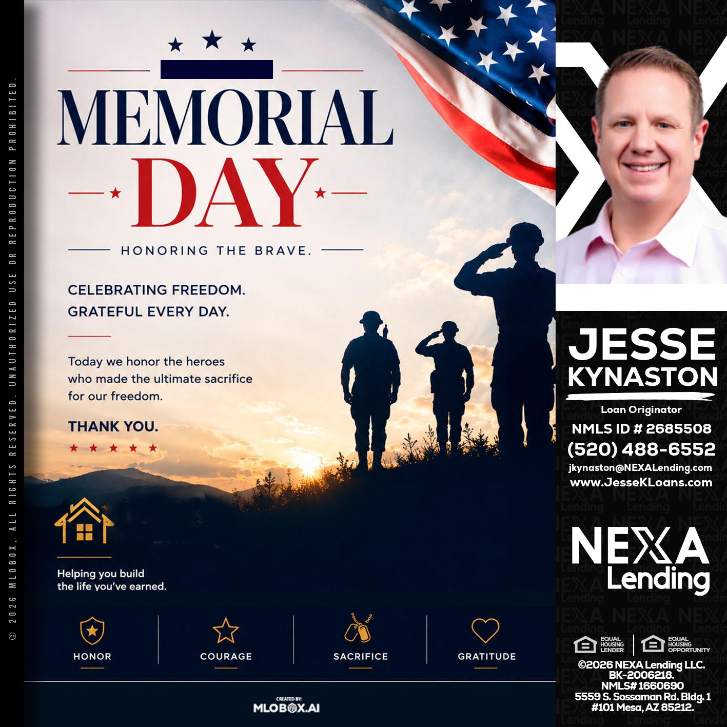 MEMORIAL DAY - Jesse Kynaston -Loan Originator