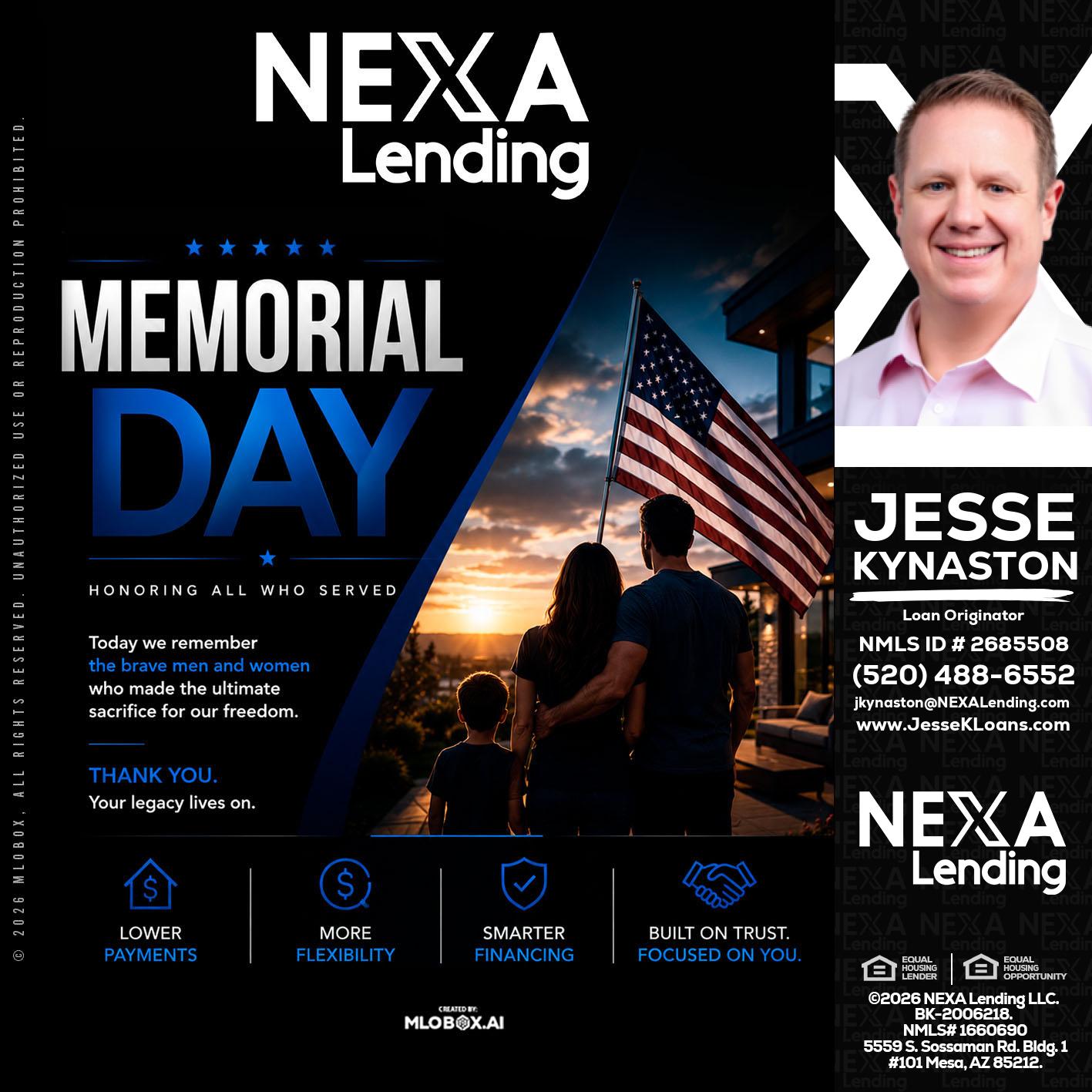 MEMORIAL DAY - Jesse Kynaston -Loan Originator